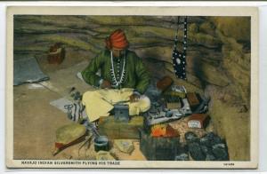 Navajo Native American Indian Silversmith Arizona 1937 postcard