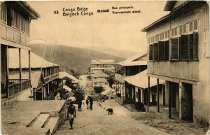 PC CPA BELGIAN CONGO, MATADI, RUE PRINCIPALE, VINTAGE POSTCARD (b12610)