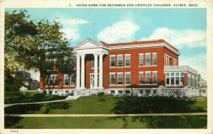 1920s Postcard; Elyria OH, Gates Home for Deformed & Crippled Children, Posted