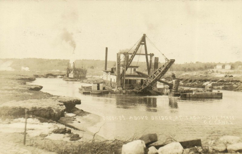 PC CPA US, MASSACHUSETTS, SAGAMORE, DREDGES, REAL PHOTO POSTCARD (b5512)