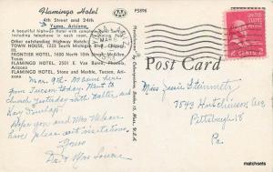 1954 Flamingo Hotel roadside Yuma Arizona Plastichrome postcard 9653