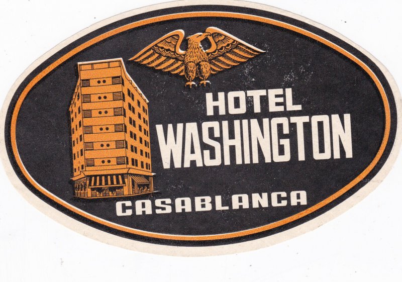 Morocco Casablance Hotel Washington Vintage Luggage Label sk2261