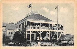 SCHELBURNE, Nova Scotia Canada   CLUB HOUSE~Crowded Deck    c1920's B&W Postcard