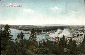 Coeur d'Alene Idaho ID Bird's Eye View c1910 Vintage Postcard