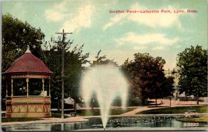 Goldfish Pond, Lafayette Park, Lynn MA Vintage Postcard S20