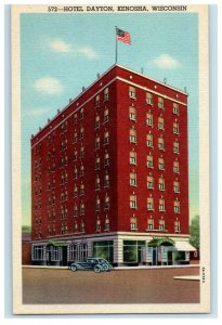 c1940's Hotel Dayton Building Street View Car Kenosha Wisconsin WI Postcard 