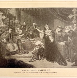 Trial Of Queen Catharine Victorian Print 1901 Woman History Ephemera DWP4C