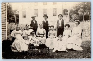c1910's Family Children Boy Ride On Hummer Wagon Toy RPPC Photo Antique Postcard