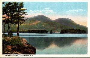 New York Lake George Twin Mountains Curteich