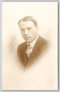 RPPC Nice Looking Young Man Portrait Photo c1910 Postcard B41