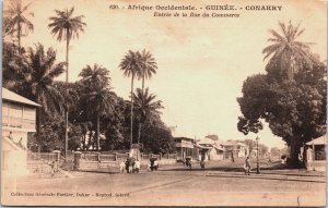 French Guinea Conakry Entree du la Rue du Commerce Vintage Postcard C145