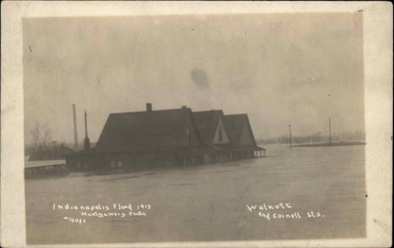 Indianapolis IN Walnutt & Cornell 1913 Flood Montgomery Real Photo Postcard