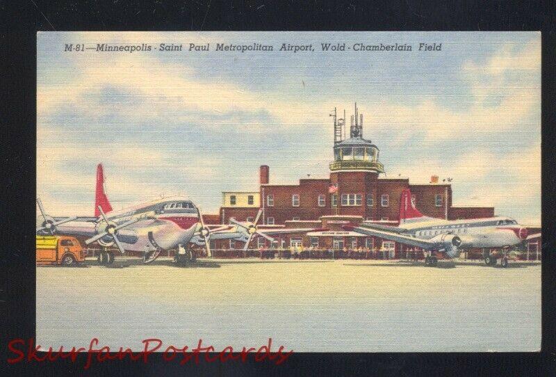 MINNEAPOLIS MINNESOTA ST. PAUL METROPOLITAN AIRPORT AVIATION VINTAGE POSTCARD