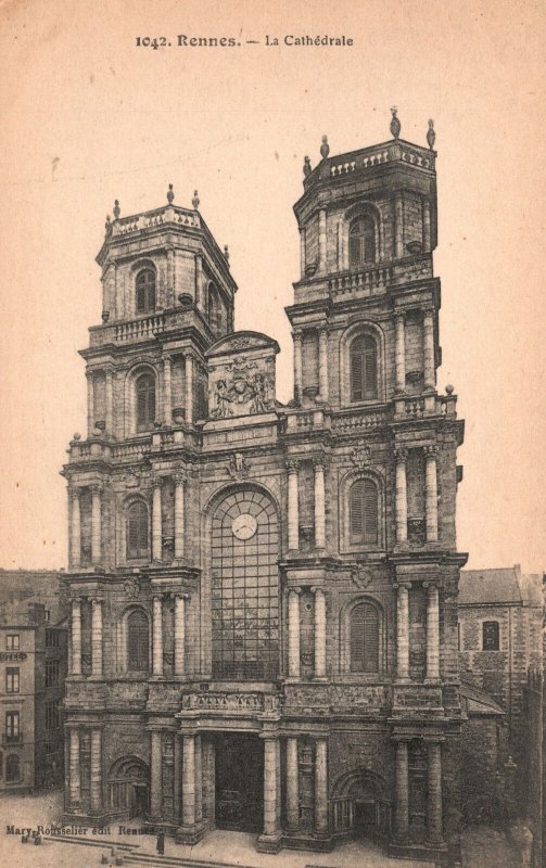 Vintage Postcard La Cathedrale Rennes Roman Catholic Church Rennes France