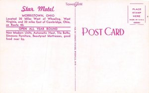 Morristown Ohio 1950s Postcard Star Motel