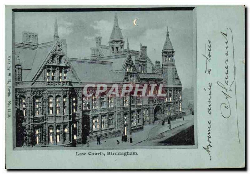 Old Postcard Fancy Transparent Card Law Courts Birmingham