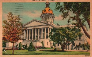 Vintage Postcard 1941 State Capitol Columbia South Carolina SC Pub Asheville Co