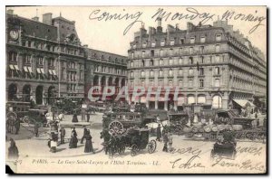 Postcard Old Paris Saint Lazare station and the Hotel Terminus
