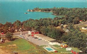 NORTH BAY, Ontario Canada  MANITOU MOTEL~Bird's Eye View ROADSIDE Pool Postcard