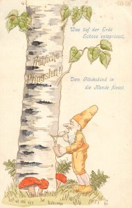 Pentecost Humanized Dwarf Carves Tree Mushroom embossed postcard C318
