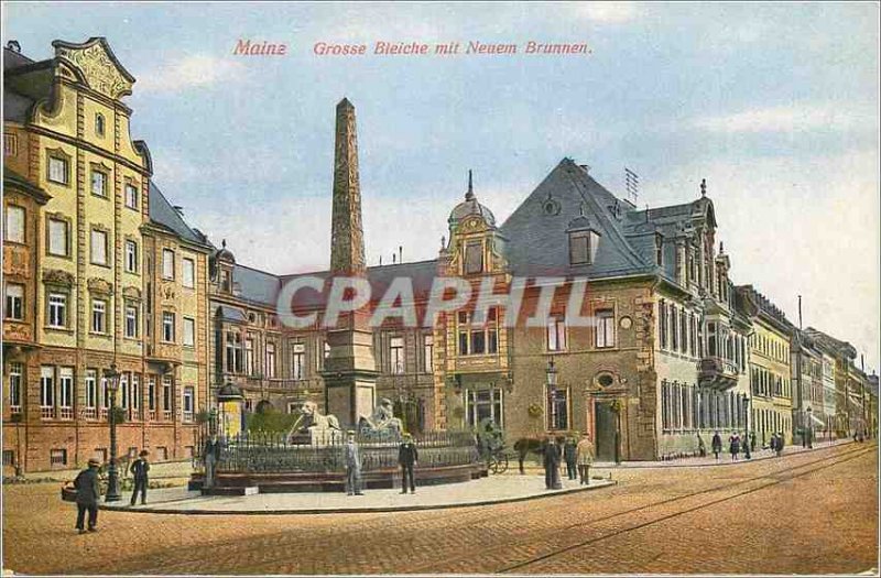 Old Postcard Mainz Grosse Bleiche mit neuem Brunnen