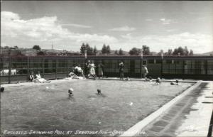 Saratoga WY Enclosed Swimming Pool Real Photo Postcard