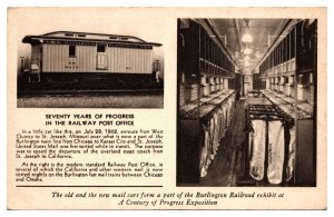 Vintage US Post Office Rail Car, Burlington RR, Chicago Expo 1933, IL Postcard