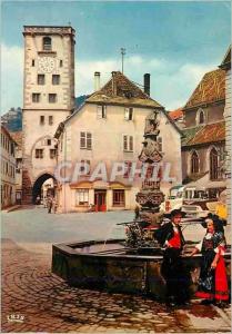 CPM L Alsace Pittoresque Ribeauville Fontaine en gres rouge et tour des Bouchers