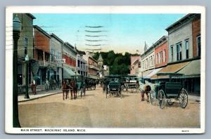 MACKINAC ISLAND MAIN STREET 1929 ANTIQUE POSTCARD