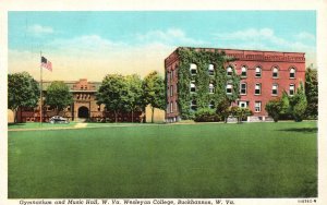 Vintage Postcard 1945 Gymnasium Music Hall Wesleyan College Buckhannon West VA