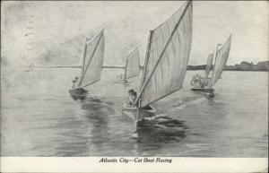 Atlantic City NJ Cat Boat Racing c1910 Postcard