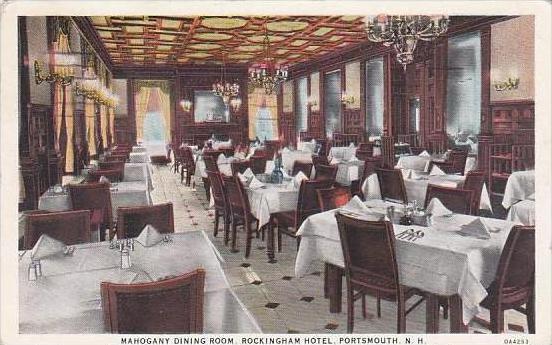 New Hamphire Portsmouth Mahogany Dining Room Rockingham Hotel 1937