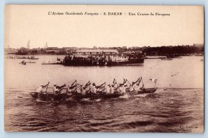 Senegal French West Africa Postcard Dakar Canoe Race c1910 Antique Unposted