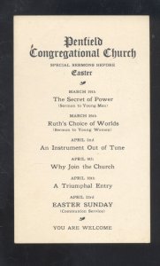 PENFIELD OHIO CONGREGATIONAL CHURCH EASTER SUNDAY SERVICE ADVERTISING CARD