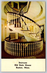 Staircase, Old State House, Boston, Massachusetts, Vintage 1968 Postcard #2