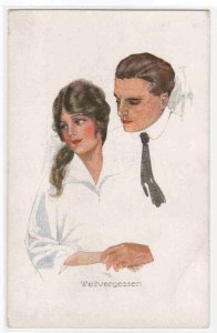 Romantic Couple Weltvergessen artist unsigned postcard