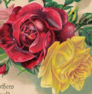 1880's Victorian Reward Of Merit Religious Quote Roses Fab! 7U