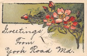 F59/ York Road Maryland Postcard c1910 Glitter Greetings from