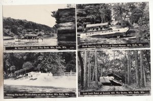 P3247 vintage postcards 4 RPPC views fun & adventure the duck wis dells wis
