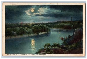 1919 Scene On Alabama River Moonlight Night Montgomery Alabama Vintage Postcard 