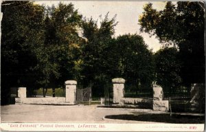 Gate Entrance to Purdue University, Lafayette IN c1908 Vintage Postcard V38