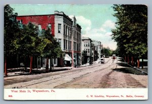 WAYNESBORO PA WEST MAIN STREET ANTIQUE POSTCARD
