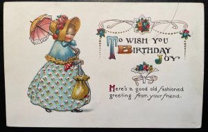 Vintage Victorian Postcard 1901-1907 To Wish Birthday Joy