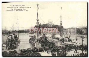 Old Postcard Marseille Great party Presidential General View of the Harbor ha...