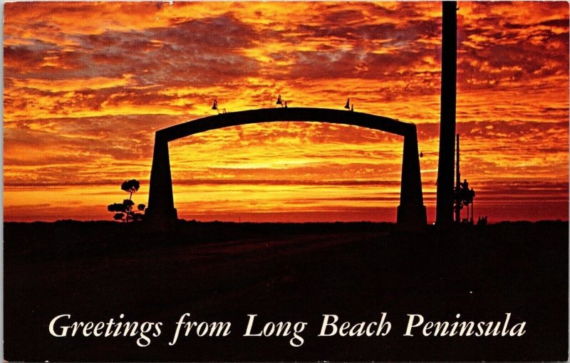 Greetings From Long Beach Peninsula Sunrise Beach Pacific Postcard UNP VTG 