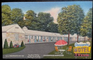 Vintage Postcard 1956 Chesapeake Motel, U.S. Hwy 50 & 301, Grasonville, MD