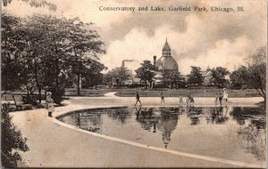 Illinois Chicago Garfield Park Conservatory and Lake 1908 Rotograph