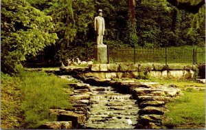 Jack Daniel Statue Spring Lynchburg TN Tennessee Postcard WOB Cancel PM Note VTG