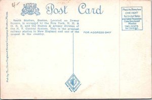 Postcard TRAIN STATION SCENE Boston Massachusetts MA AM6288