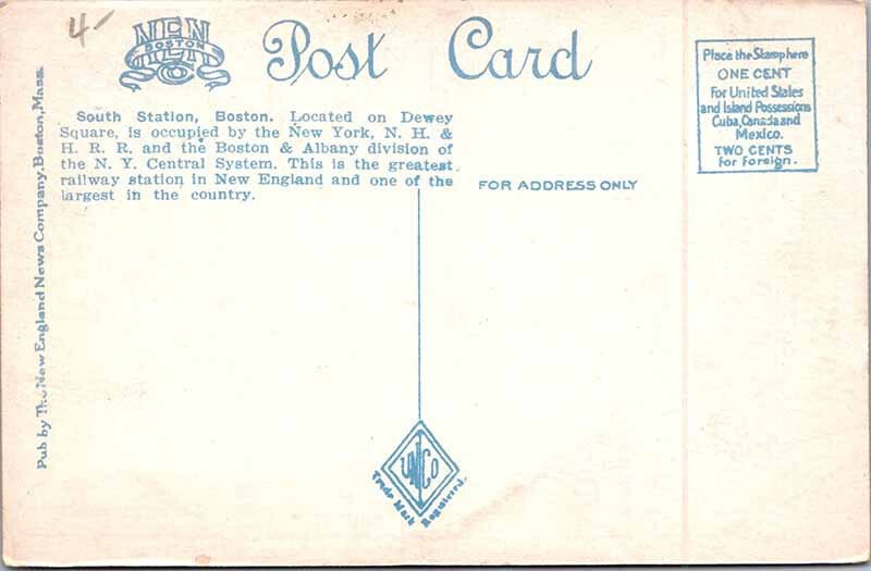 Postcard TRAIN STATION SCENE Boston Massachusetts MA AM6288